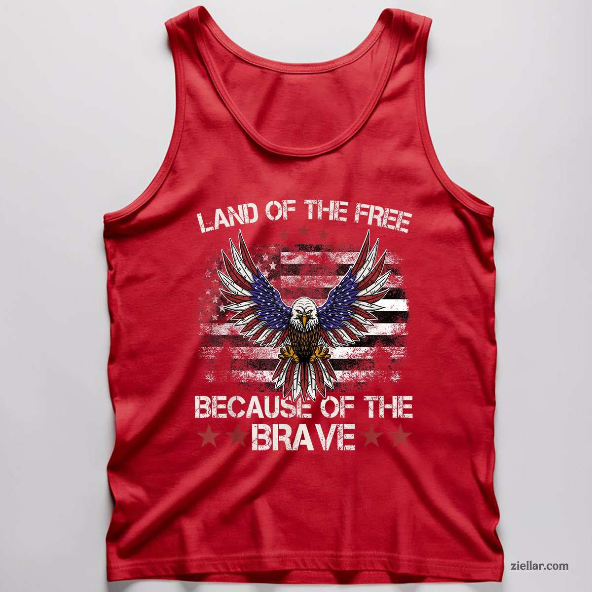 America Eagle _ Land of the Free Because of the Brave Tank Top Shirt Tee for Men Women Unisex