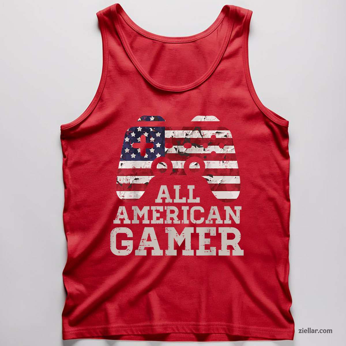 4th July All American Gamer Patriot Men Tank Top Shirt Tee Patriotic USA Independence Day Design