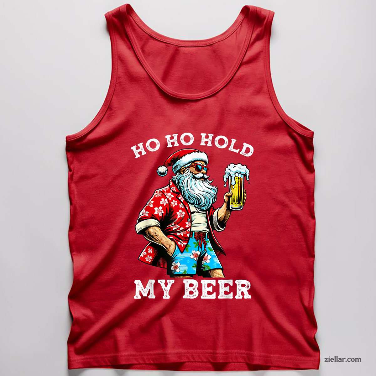 Funny Santa With Sunglasses And Beer Christmas in July Tank Top Shirt Funny Christmas in July Tee and Tank Top Shirt for Men Women Adults