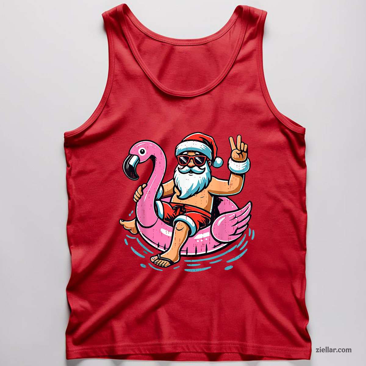 Christmas In July Shirt Santa Flamingo Summer Xmas Tank Top Shirt Funny Christmas in July Tee and Tank Top Shirt for Men Women Adults