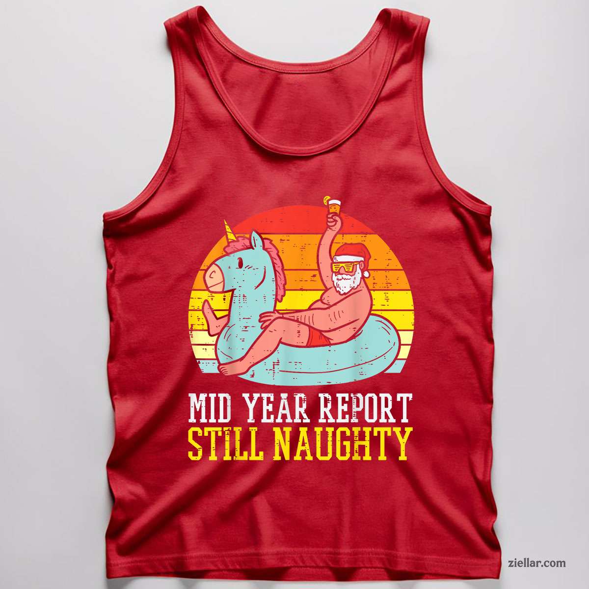 Mid Year Report Still Naughty Santa Summer Christmas In July Tank Top Shirt Funny Christmas in July Tee and Tank Top Shirt for Men Women Adults