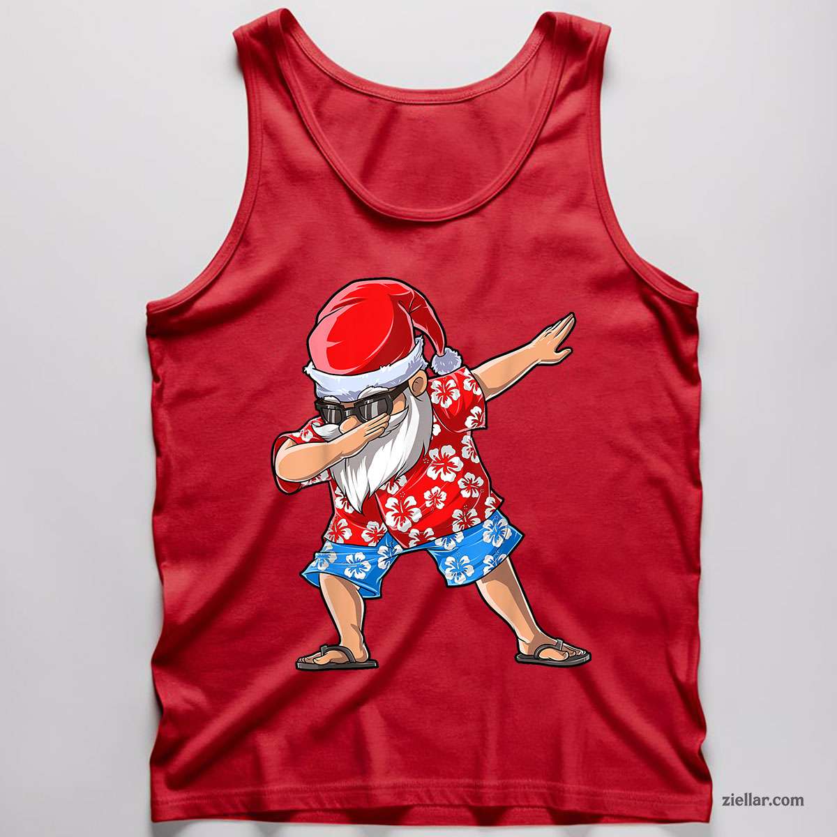 Dabbing Santa Christmas in July Men Hawaiian Xmas Dab Tank Top Shirt Funny Christmas in July Tee and Tank Top Shirt for Men Women Adults