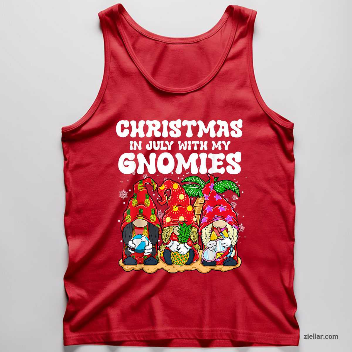 Summer Vacation Gnomes Lover Funny Christmas In July Tank Top Shirt Funny Christmas in July Tee and Tank Top Shirt for Men Women Adults