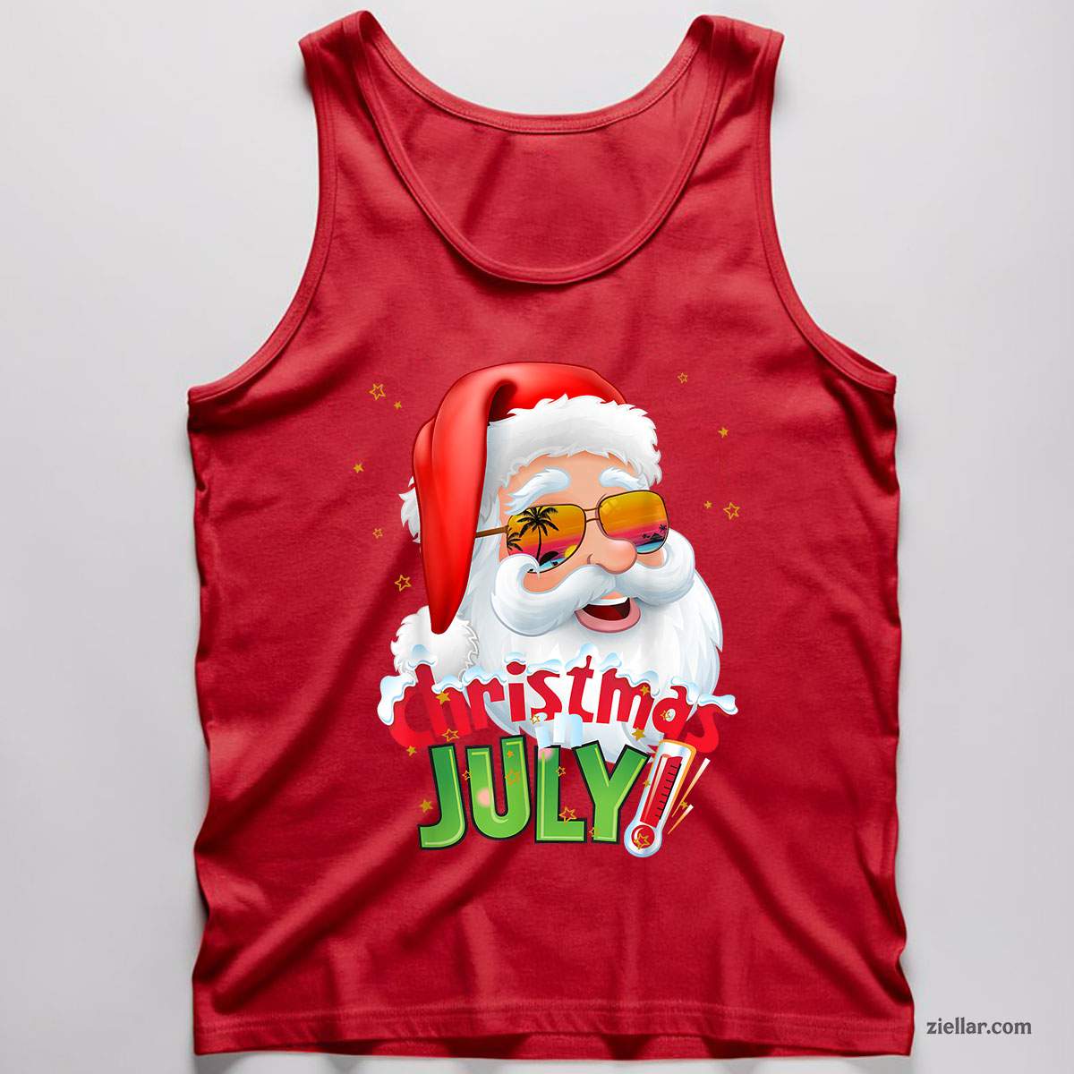 Funny Christmas in July Shirt Summer Santa Sunglasses Xmas Tank Top Shirt Funny Christmas in July Tee and Tank Top Shirt for Men Women Adults Perfect Gift