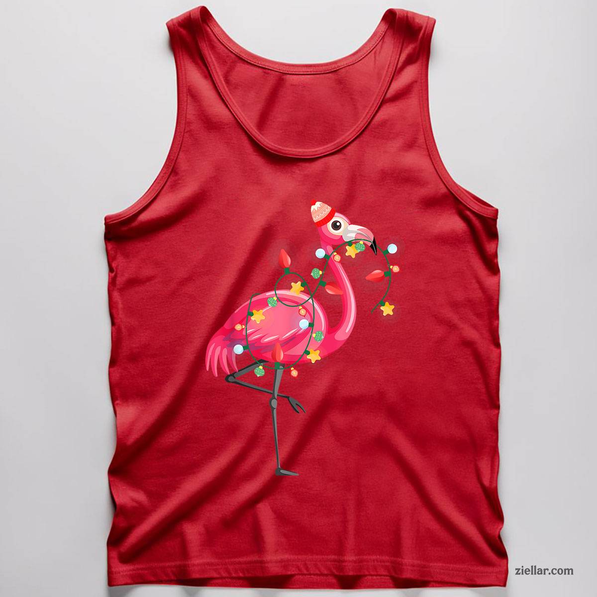 Hawaiian Summer Tropical Flamingo Funny Christmas In July Tank Top Shirt Funny Christmas in July Tee and Tank Top Shirt for Men Women Adults
