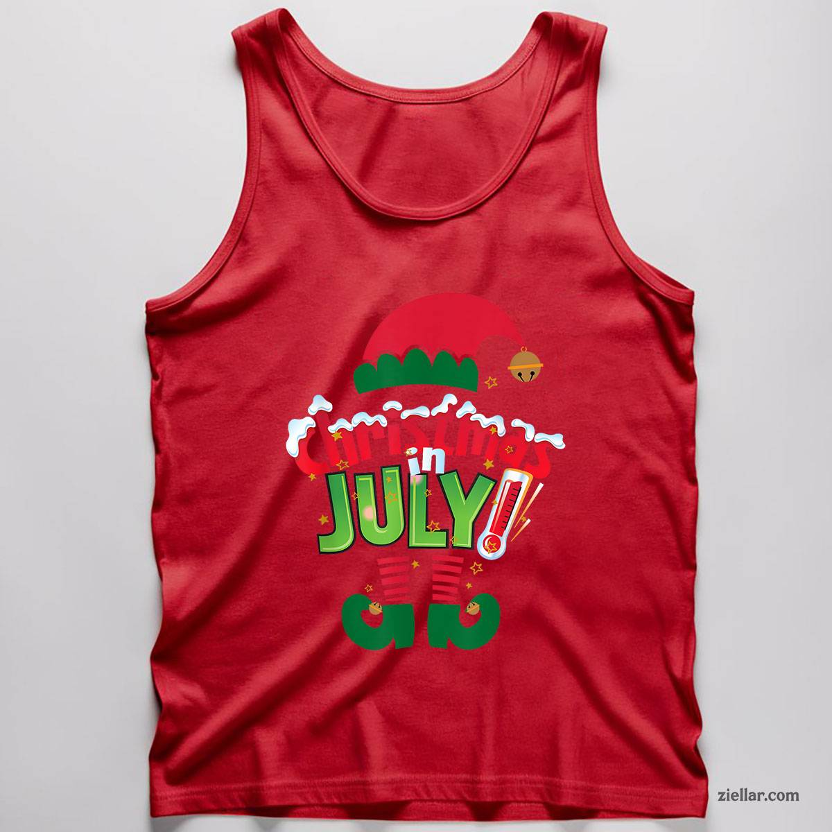 Funny Christmas in July Shirt Summer Elf Santa Xmas Tank Top Shirt Funny Christmas in July Tee and Tank Top Shirt for Men Women Adults Limited Edition