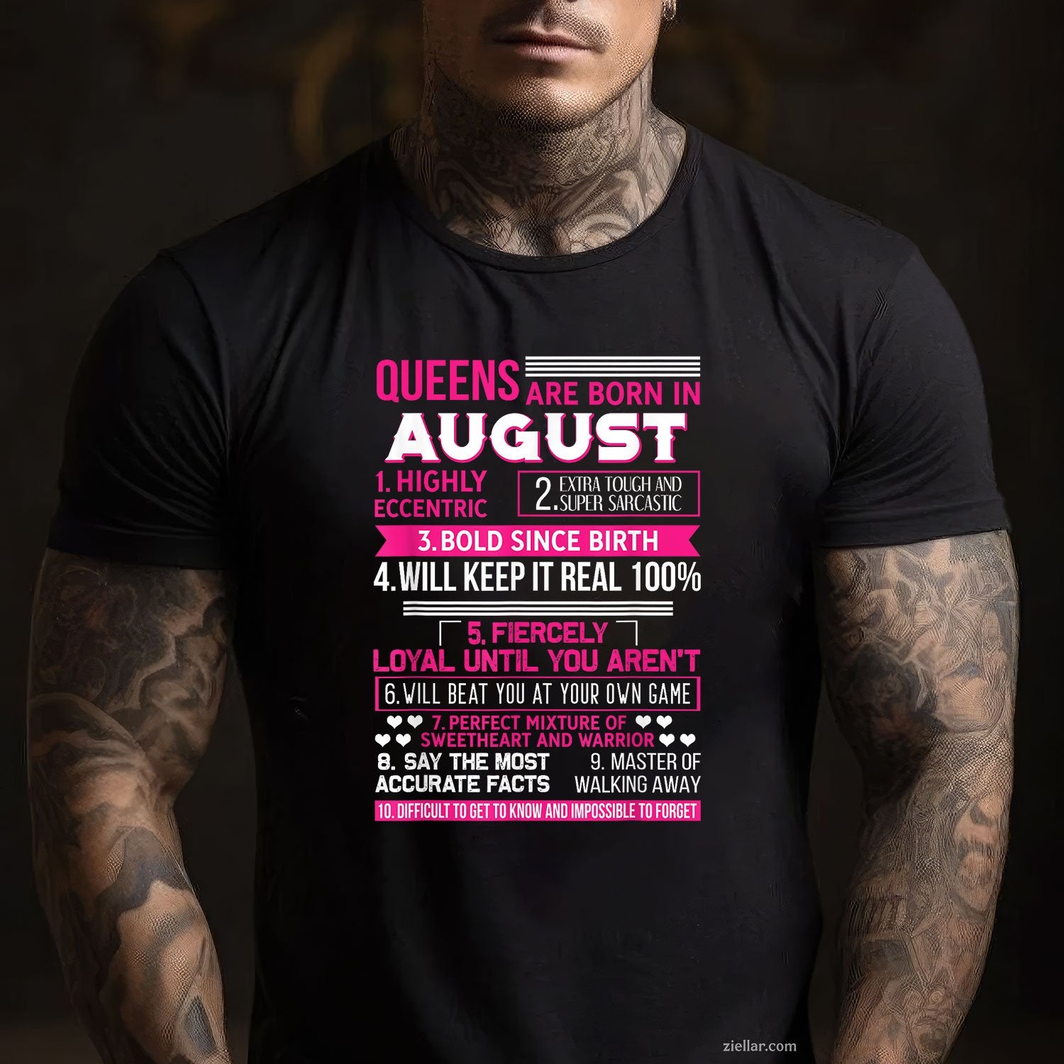 10 Funny Queen Facts Tee and T-Shirt, August Birthday Party T-Shirt Gift for Women Adults