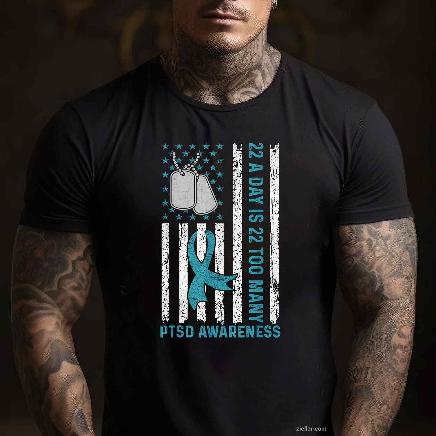 22 A Day Is 22 Too Many, Ptsd Awareness Veteran Support T-Shirt And Tee For Adults