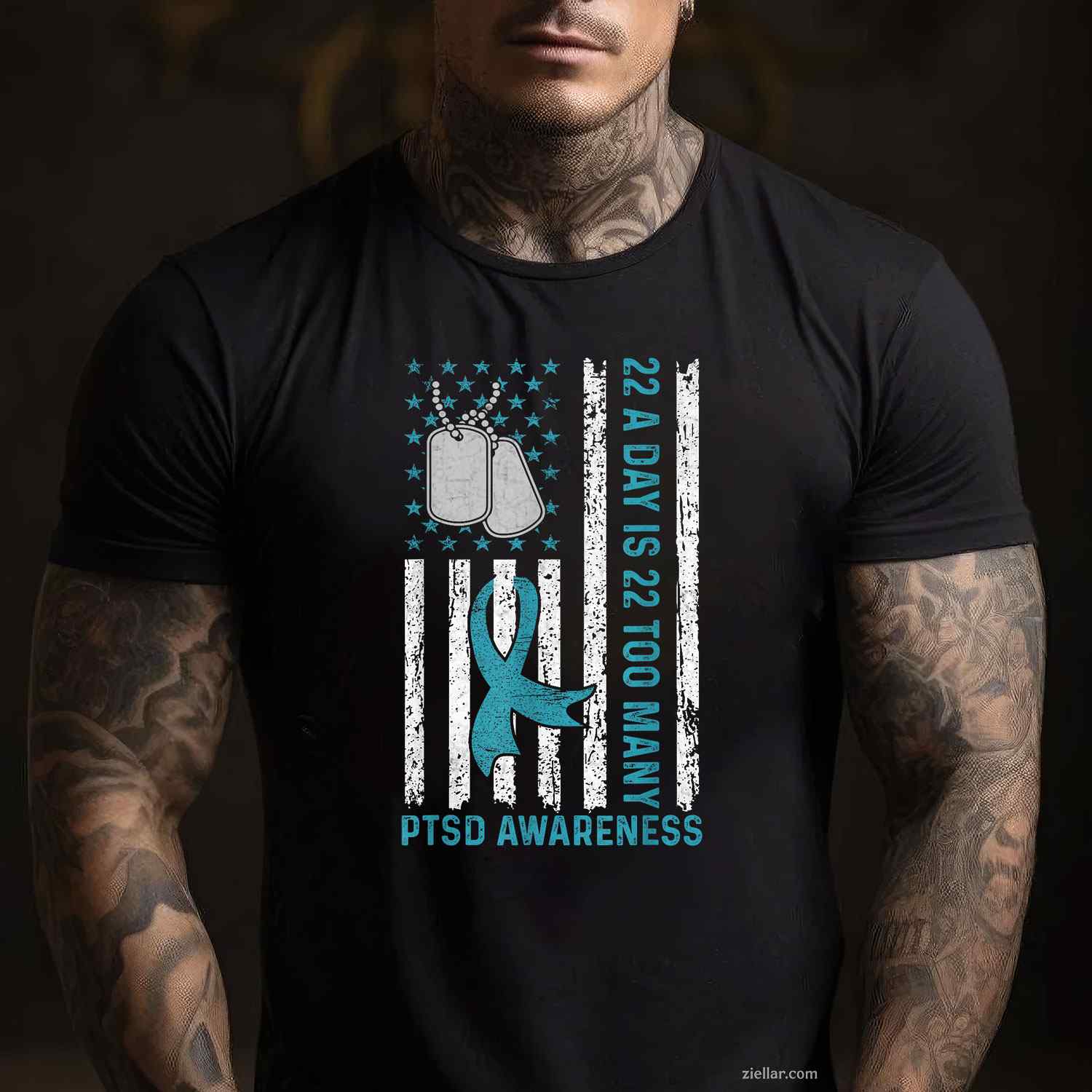 22 A Day Is 22 Too Many, Ptsd Awareness Veteran Support T-Shirt And Tee For Adults