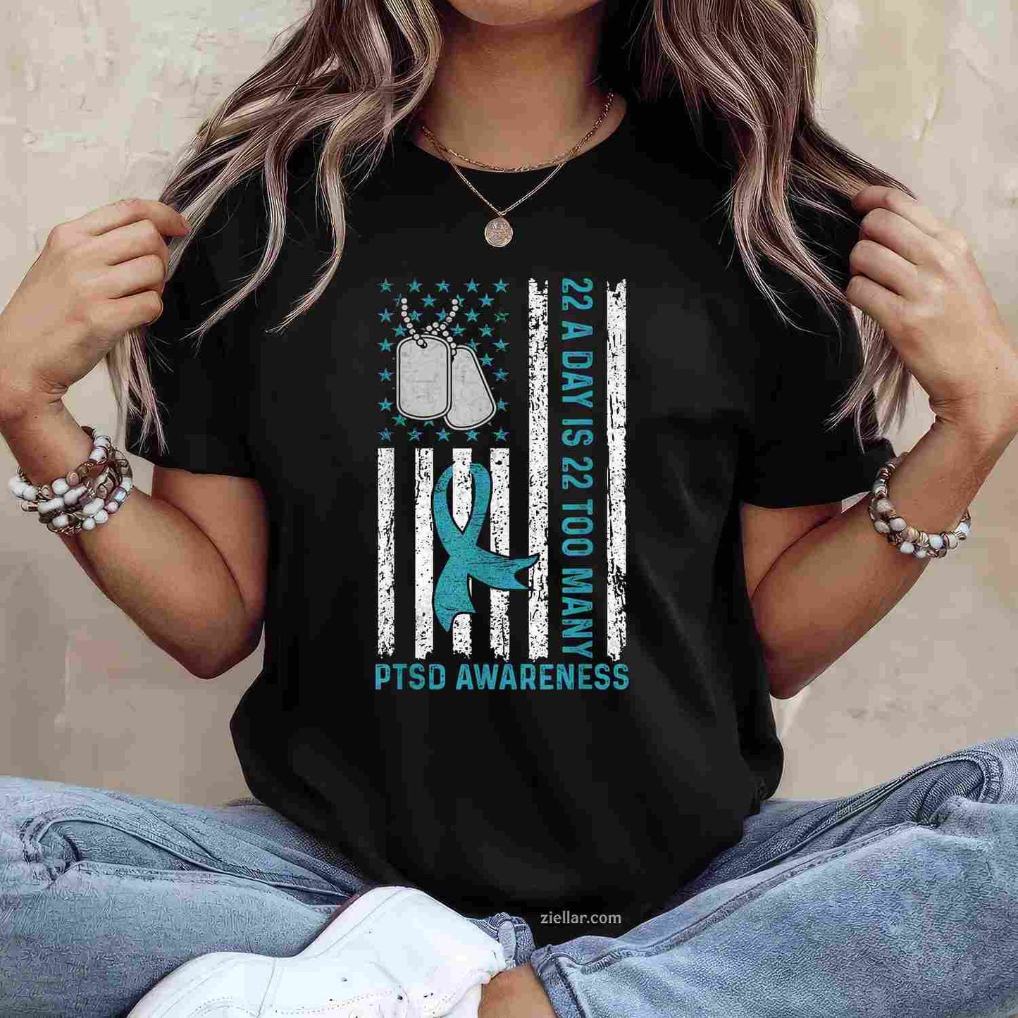 22 A Day Is 22 Too Many, Ptsd Awareness Veteran Support T-Shirt And Tee For Adults