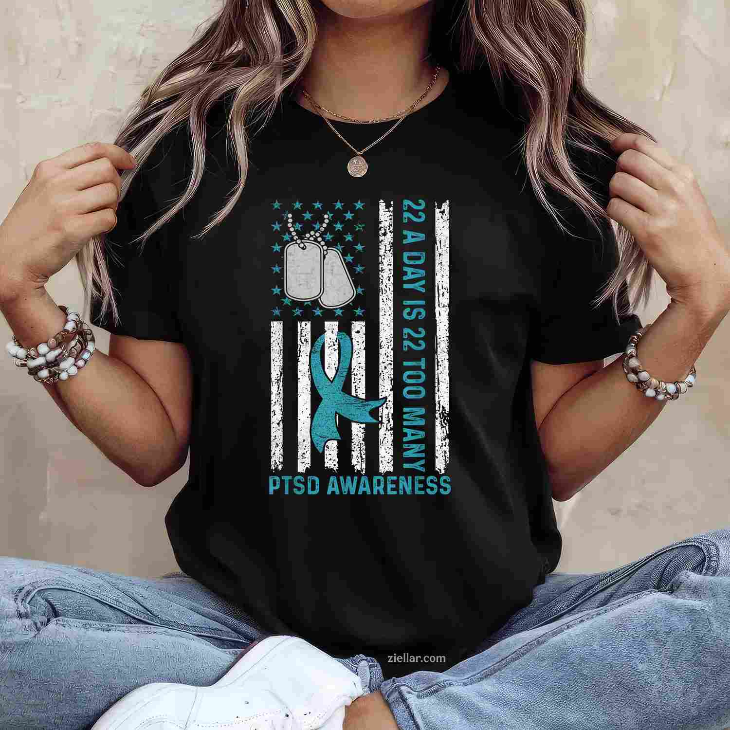 22 A Day Is 22 Too Many, Ptsd Awareness Veteran Support T-Shirt And Tee For Adults