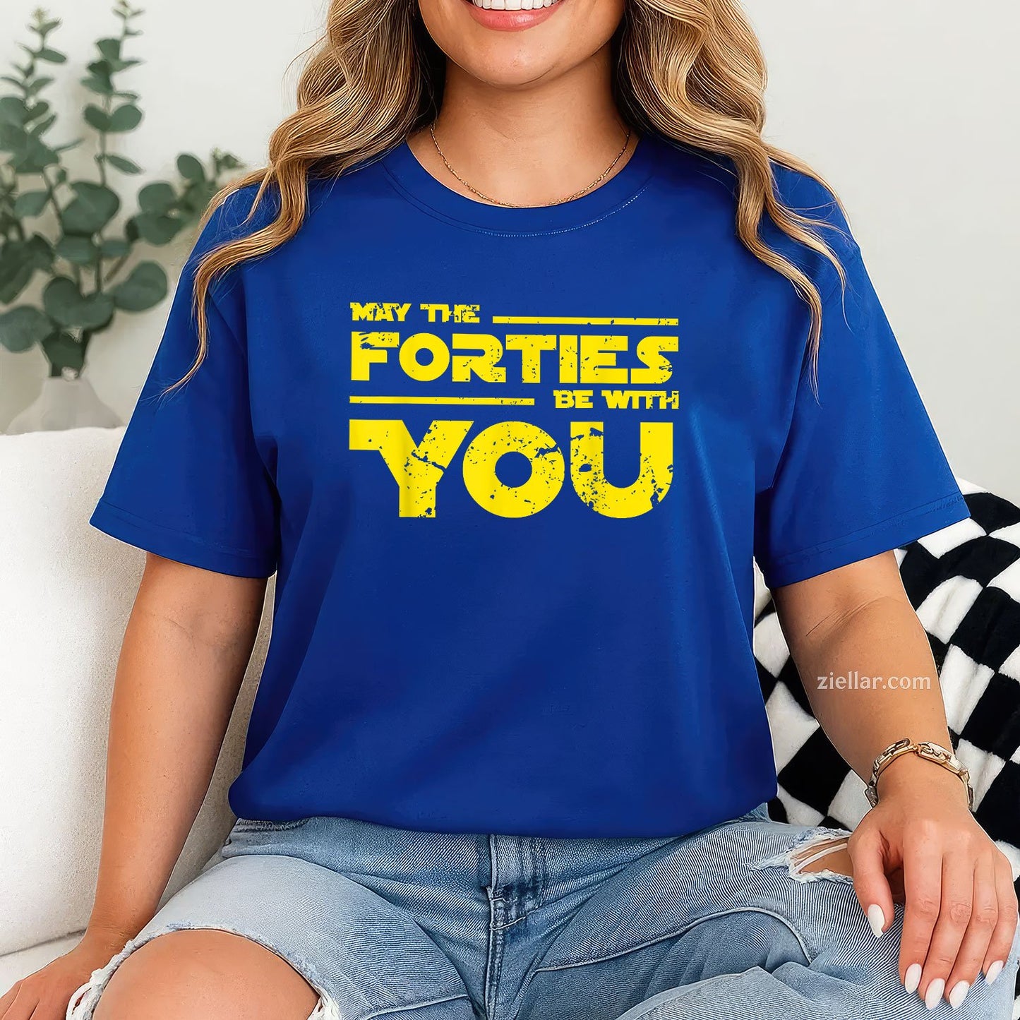 40th Birthday Tee and T-Shirt for May Adults, Funny May the Forties Be With You T-Shirt