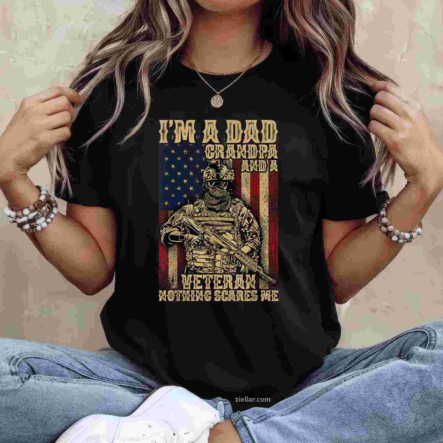 4Th Of July Usa Flag, I'M A Dad, Grandpa And A Veteran T-Shirt And Tee For Adults
