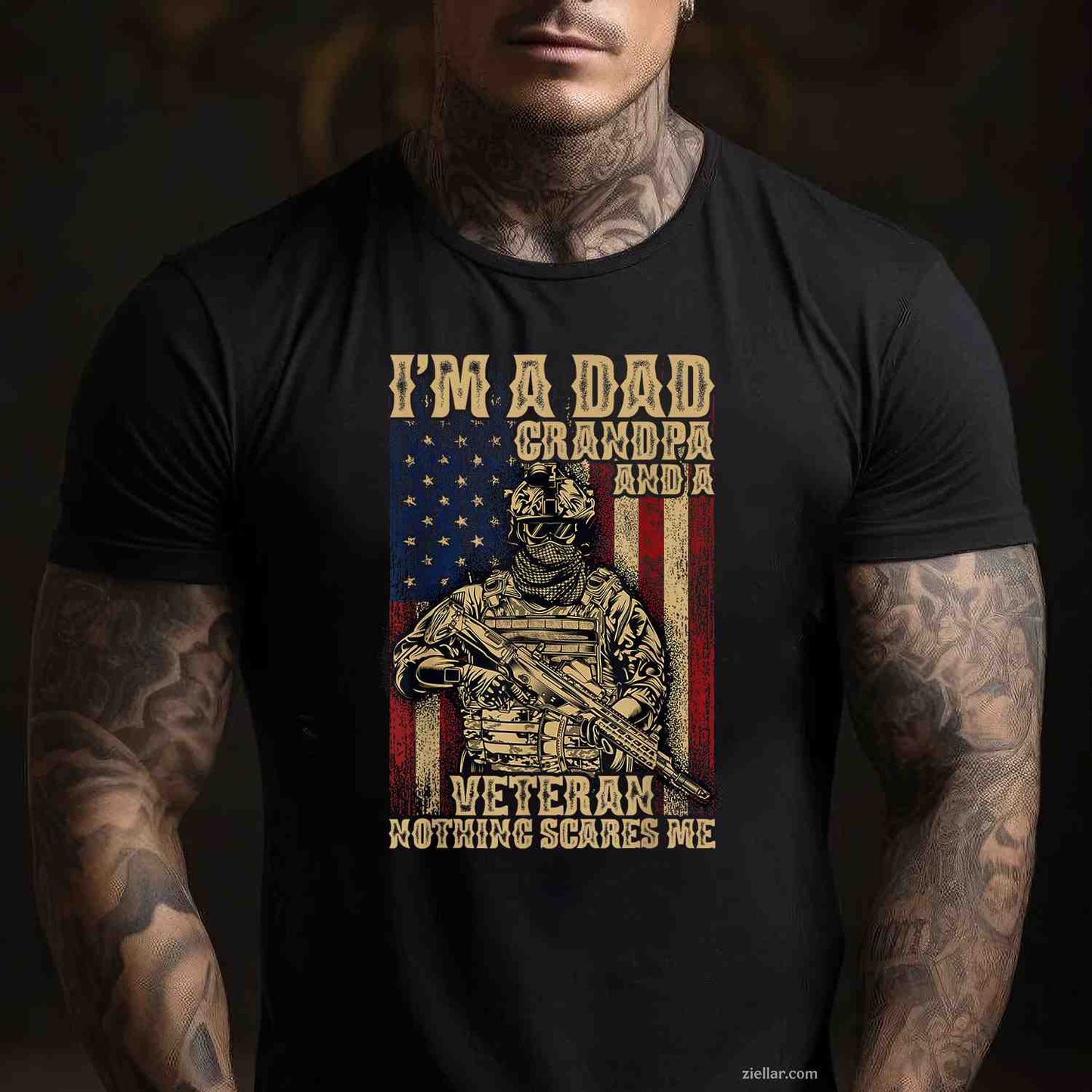 4Th Of July Usa Flag, I'M A Dad, Grandpa And A Veteran T-Shirt And Tee For Adults