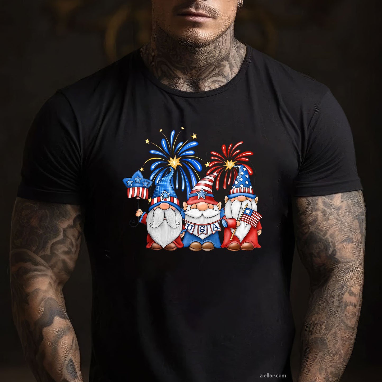 4th Of July Three Gnomes Celebrating USA Independence