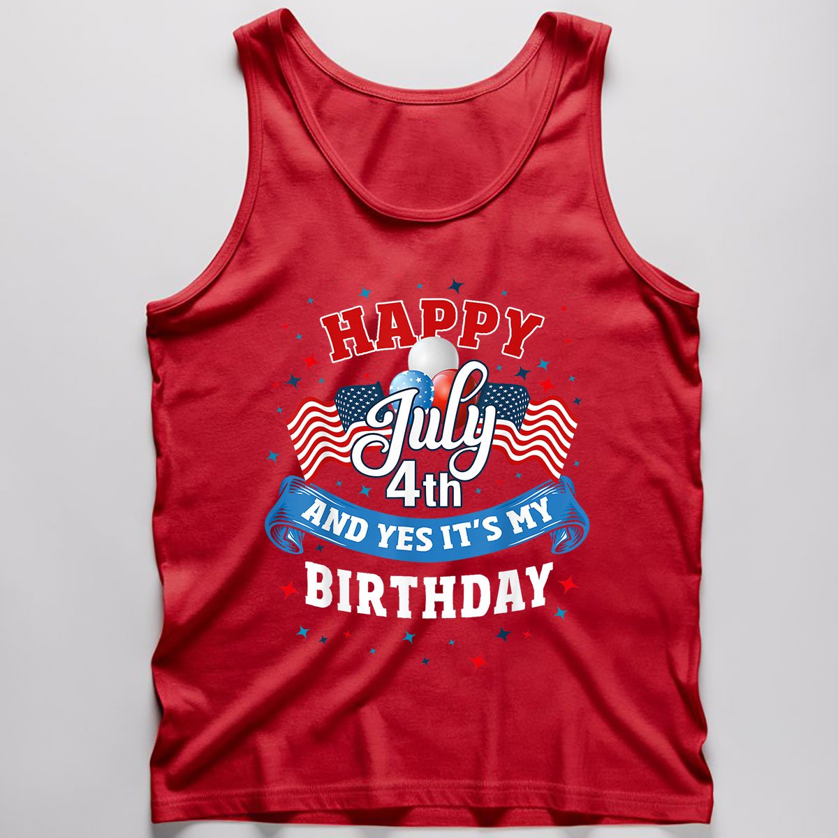 4th of July Birthday Shirt American Flag Happy Tank Top Shirt