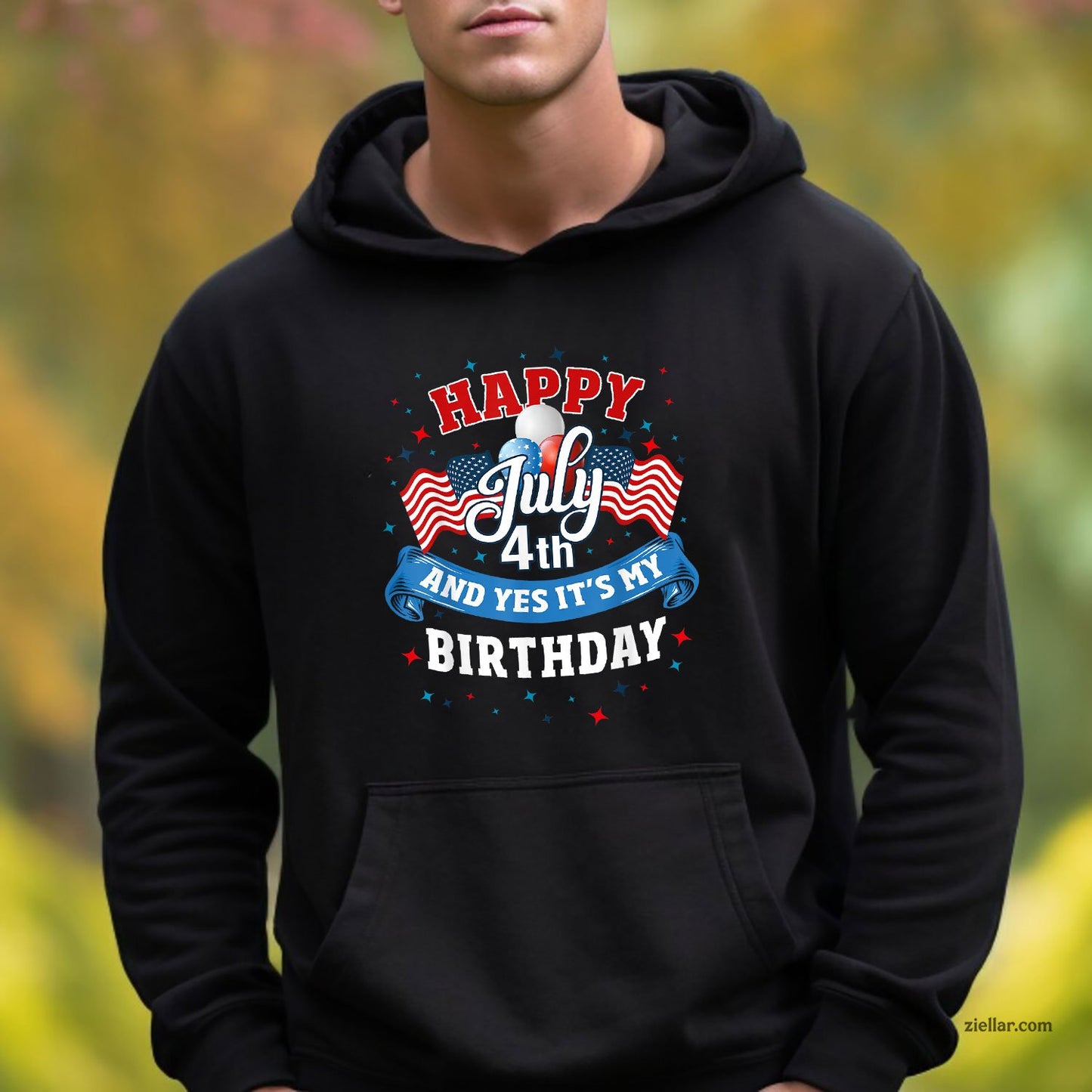 4th of July Birthday Shirt American Flag Happy Hoodie Shirt