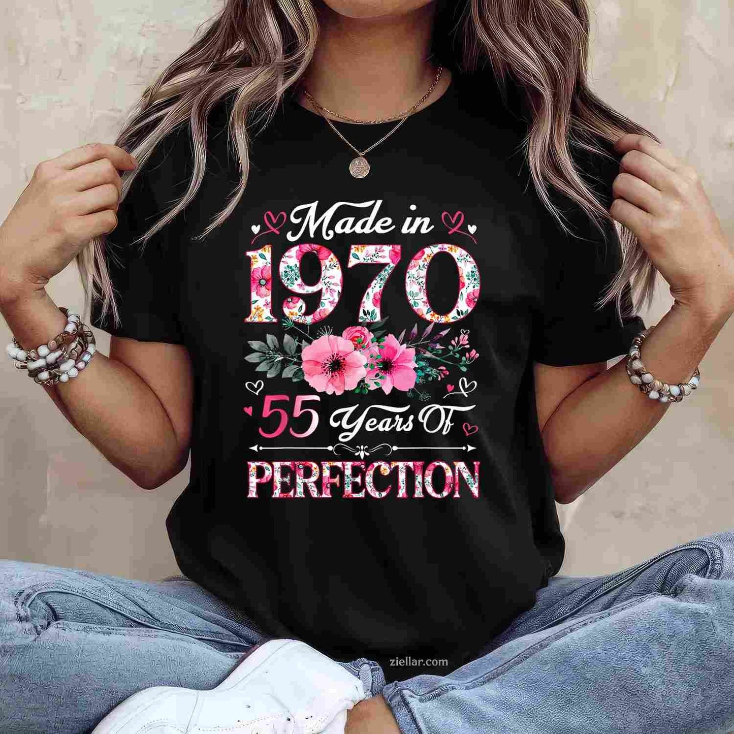 55 Year Old Made In 1970 Floral 55th Birthday Women T-Shirt and Tee for Adults Men Women Unisex