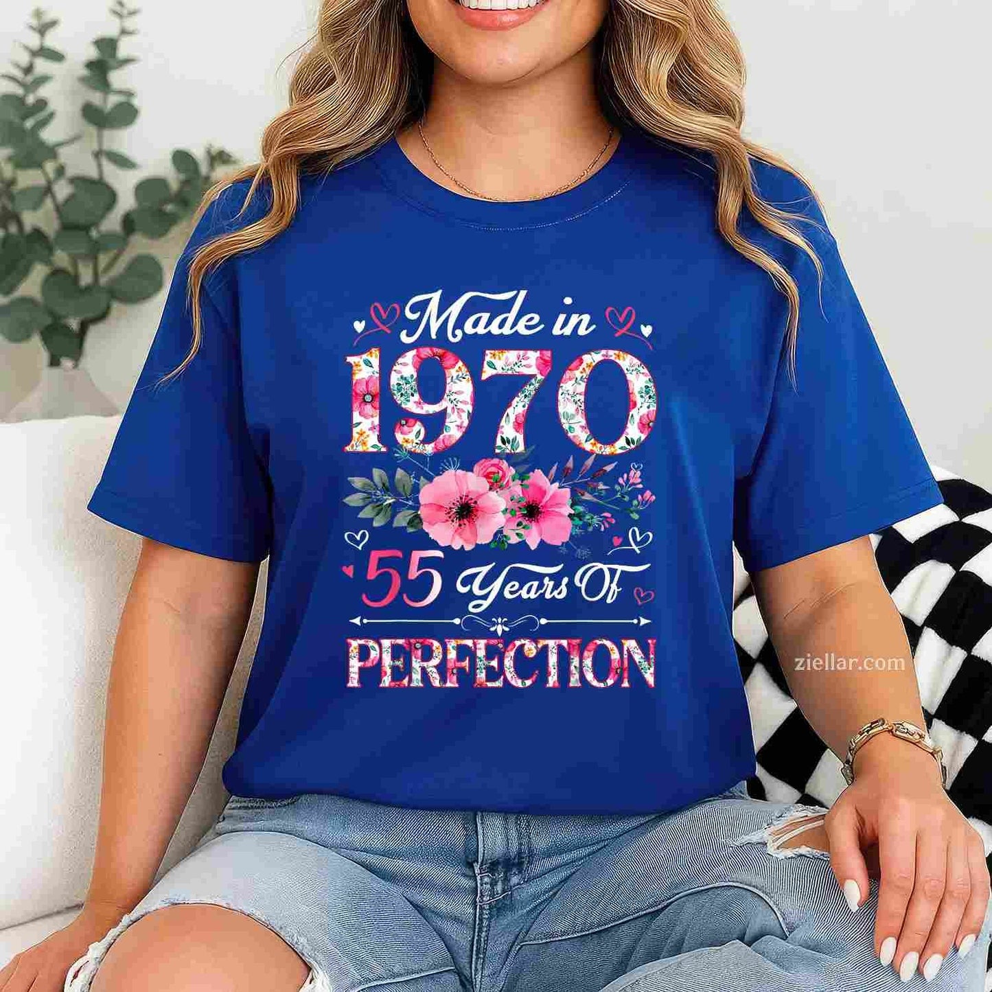 55 Year Old Made In 1970 Floral 55th Birthday Women T-Shirt and Tee for Adults Men Women Unisex