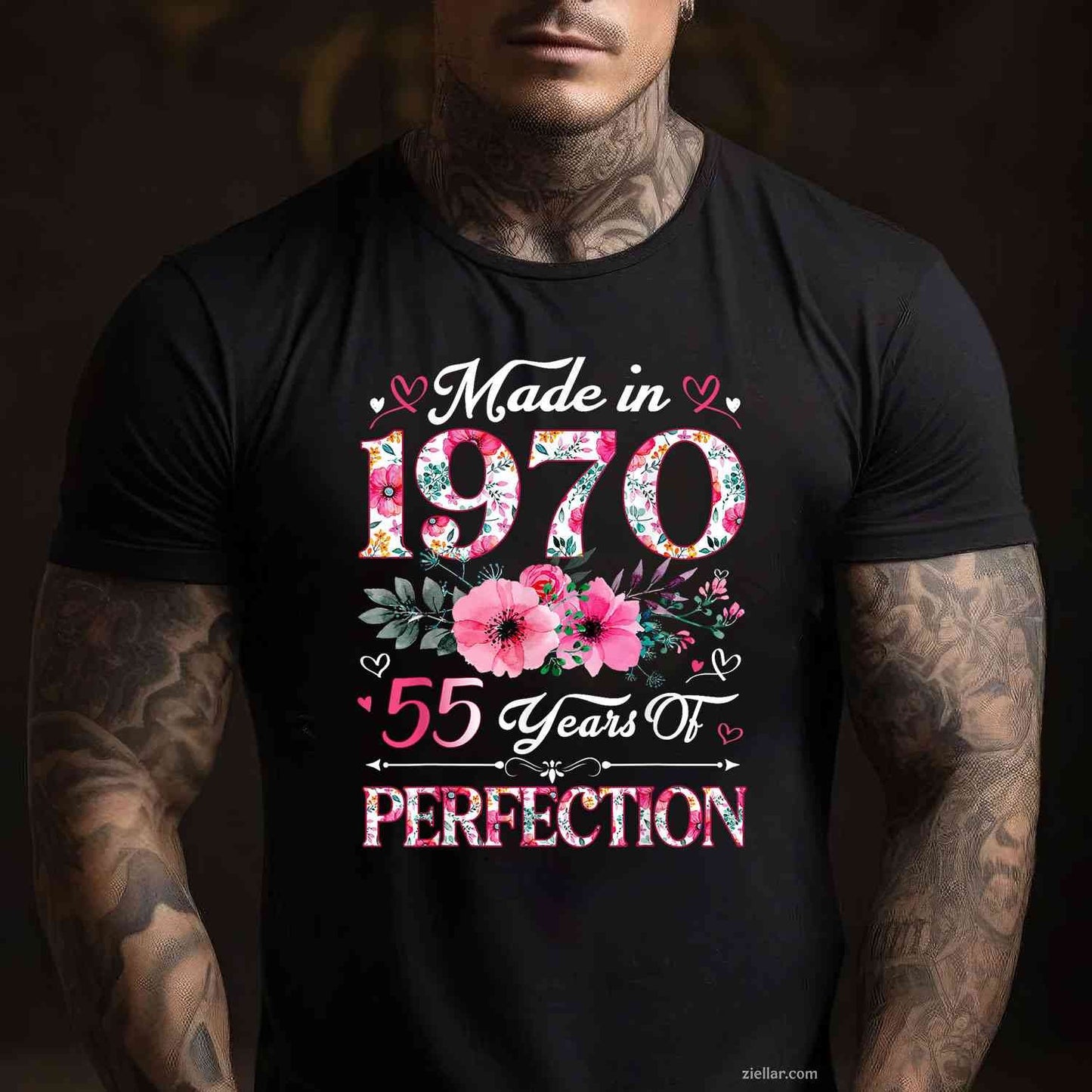 55 Year Old Made In 1970 Floral 55th Birthday Women T-Shirt and Tee for Adults Men Women Unisex