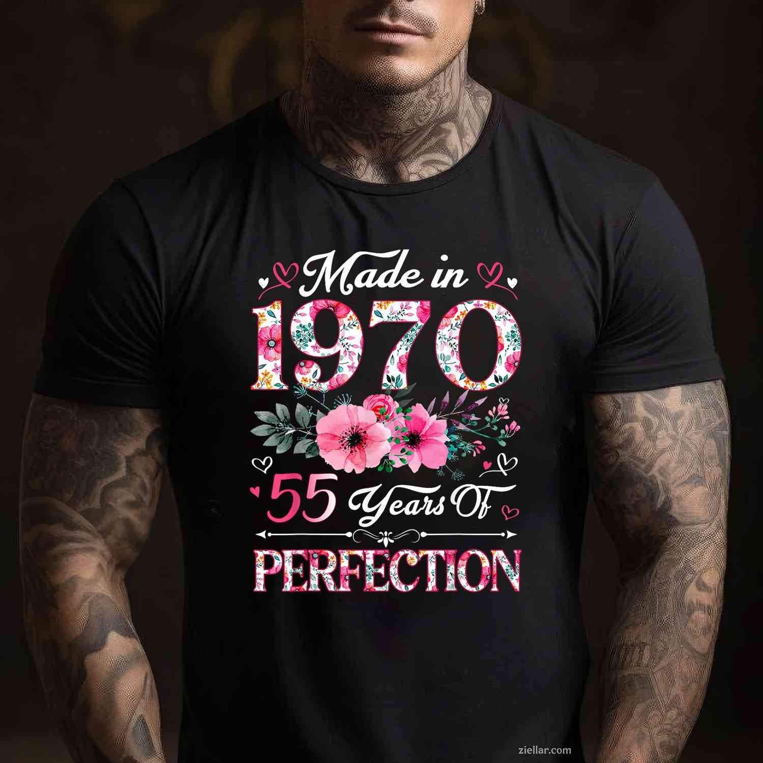 55 Year Old Made In 1970 Floral 55th Birthday Women T-Shirt and Tee for Adults Men Women Unisex