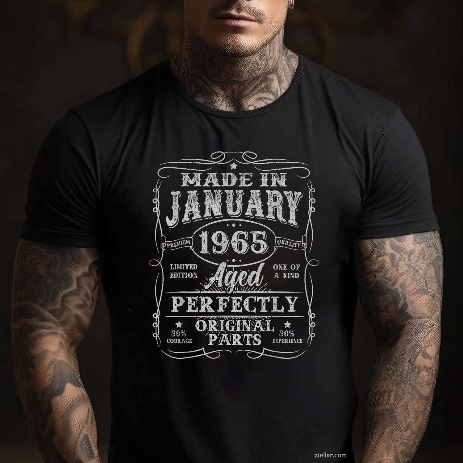 60 Years Old Vintage January 1965 Birthday Tee and T-Shirt, 60th T-Shirt Gift for Men Adults