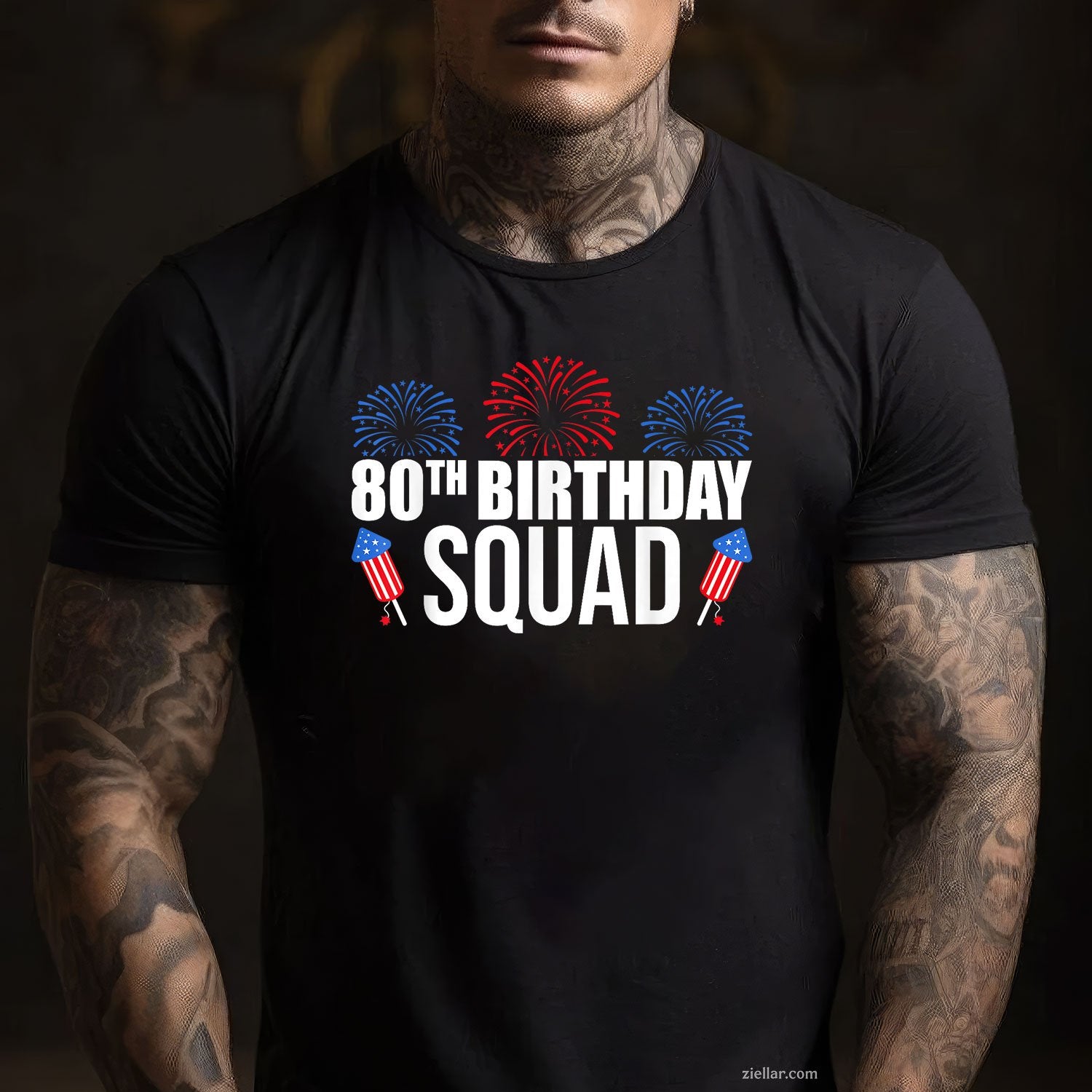 80th birthday squad 4th of july matching fireworks