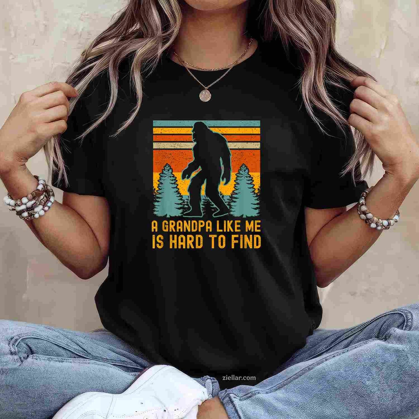A Grandpa Like Me Is Hard To Find, Bigfoot Grandpa T-Shirt Tee for Men Women Adults Unisex