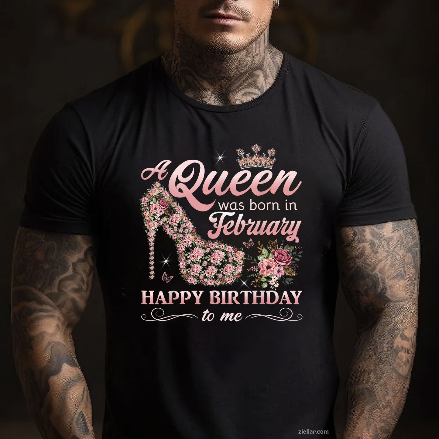 A Queen Was Born in February Tee and T-Shirt, Girls Women Birthday T-Shirt Gift for Adults
