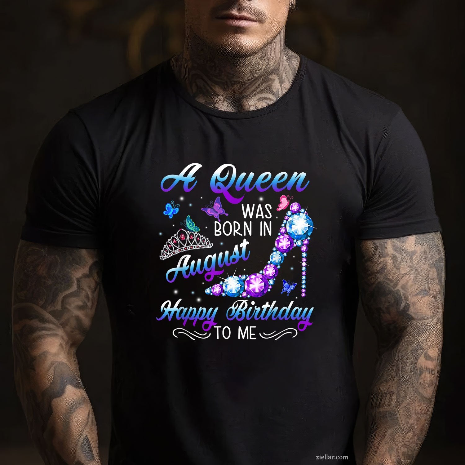 A Queen Was Born in August Tee and T-Shirt, Cute Birthday Gift T-Shirt for Girls and Women Adults