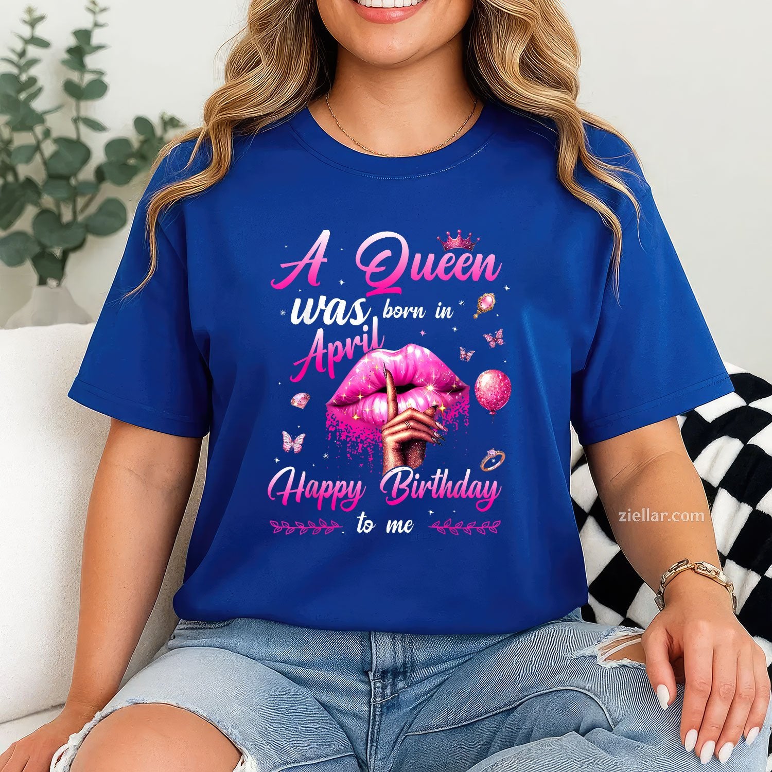 A Queen Was Born in April Tee and T-Shirt, Happy Birthday to Me T-Shirt Gift for Women Adults