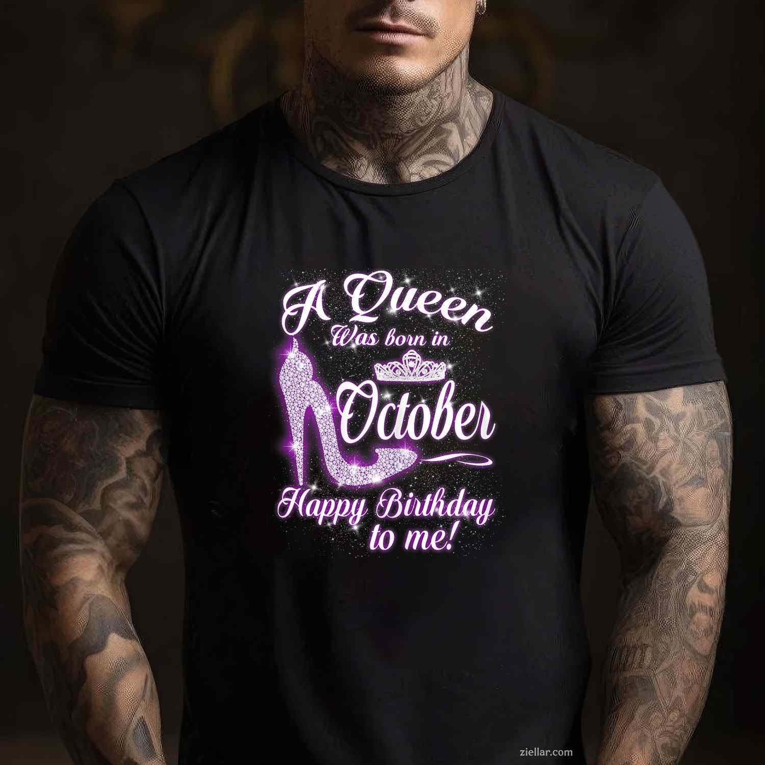 A Queen Was Born In October Happy Birthday To Me Tee, Birthday T-Shirt for Men Women Adults Unisex, Bold Statement Graphic, Party Outfit Favorite
