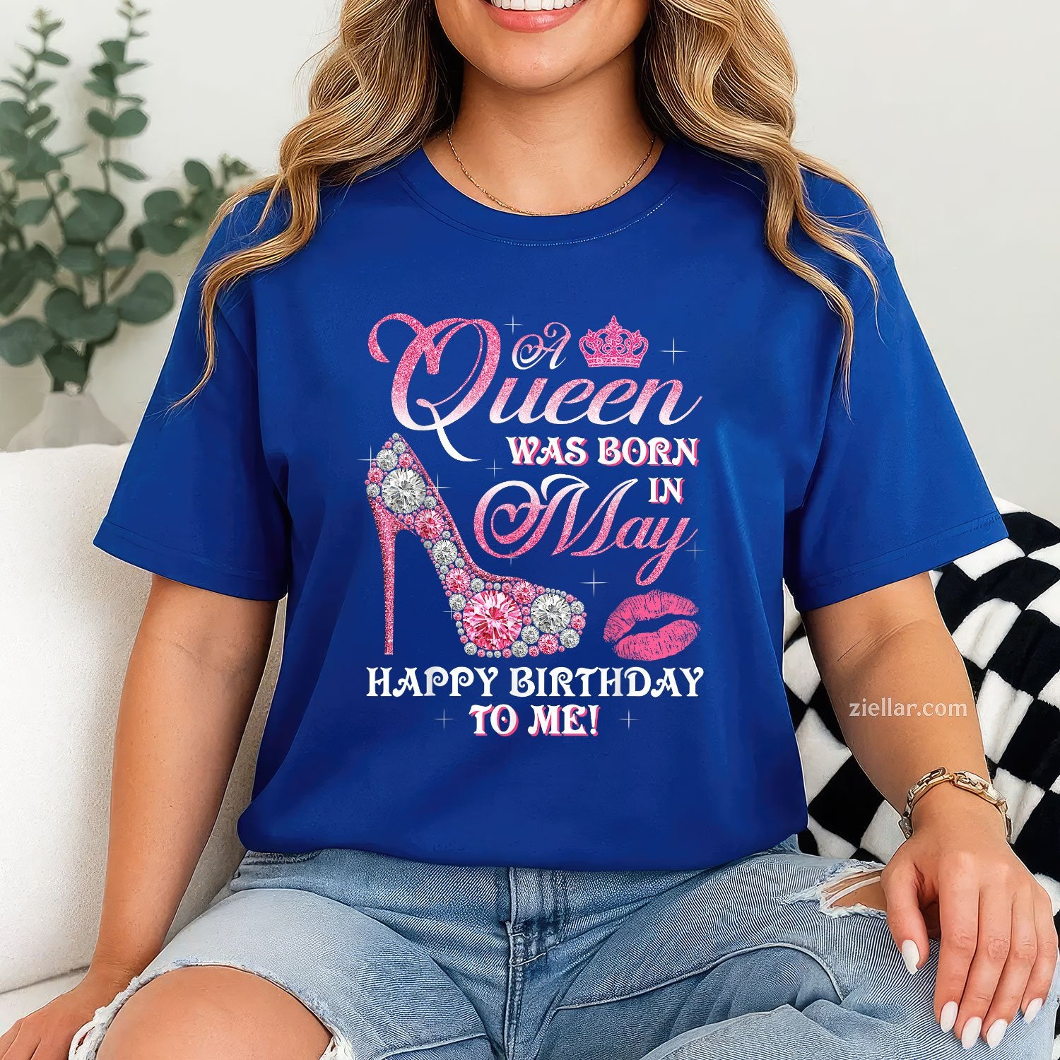 A Queen Was Born in May Tee and T-Shirt, High Heel Happy Birthday T-Shirt Gift for Women Adults