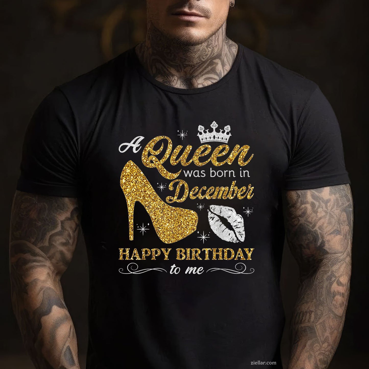 A Queen Was Born in December Tee and T-Shirt, Birthday T-Shirt Gift for Women and Girls Adults