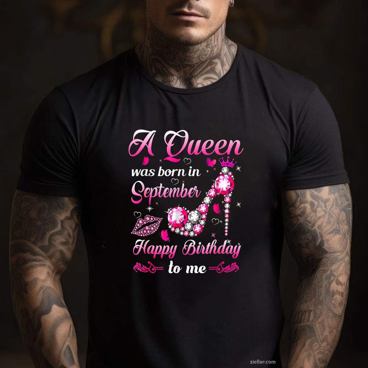 A Queen Was Born in September Tee and T-Shirt, Happy Birthday T-Shirt Gift for Women Adults