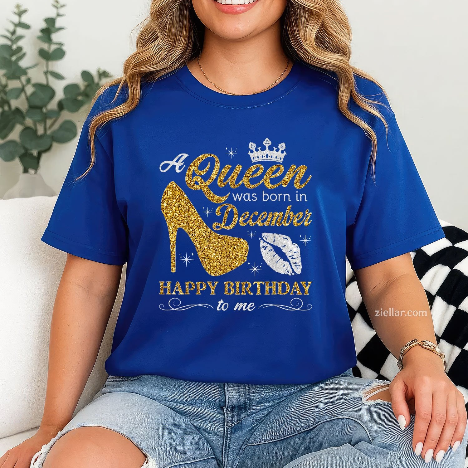 A Queen Was Born in December Tee and T-Shirt, Birthday T-Shirt Gift for Women and Girls Adults