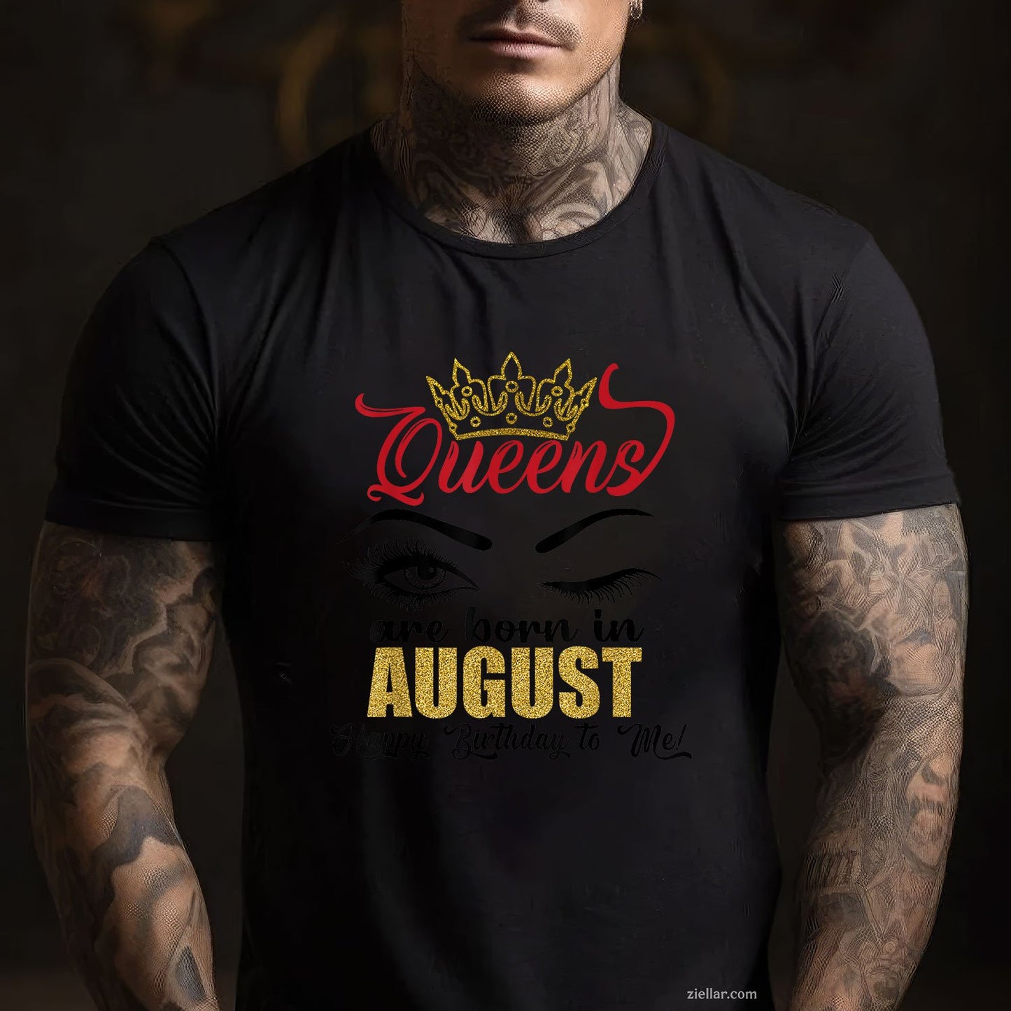 A Queen Was Born in August Tee and T-Shirt, Happy Birthday Gift T-Shirt for Girls and Women Adults