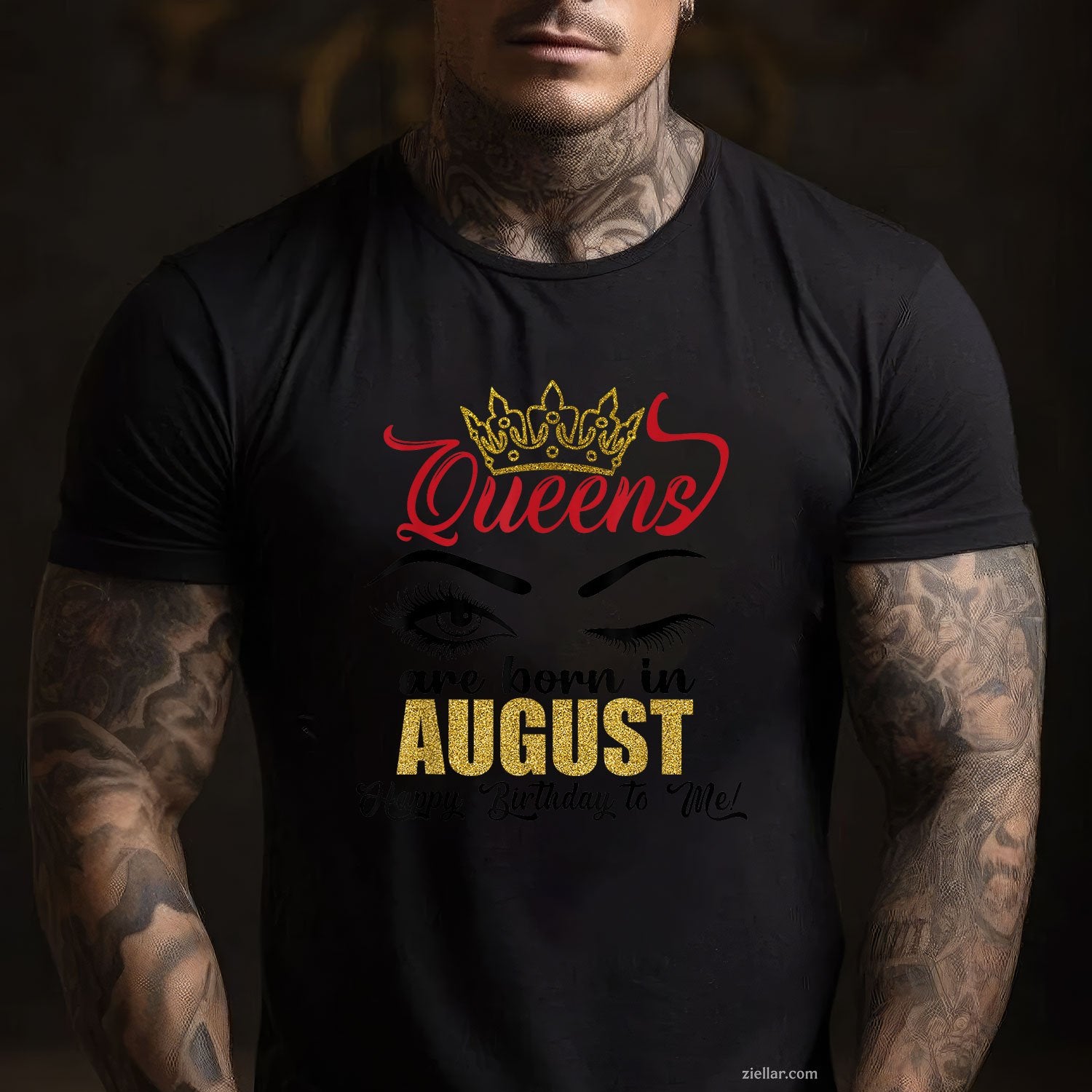 A Queen Was Born in August Tee and T-Shirt, Happy Birthday Gift T-Shirt for Girls and Women Adults