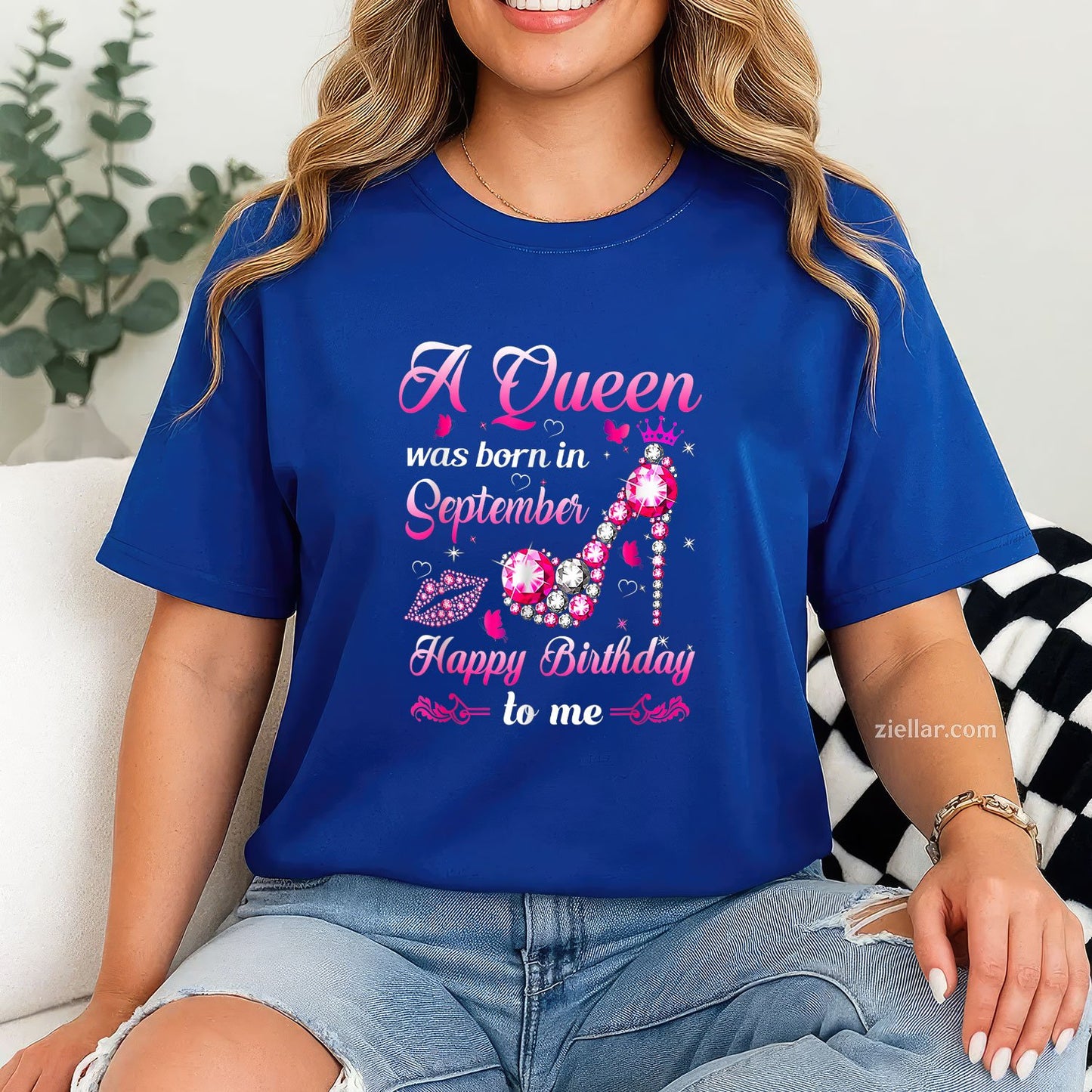 A Queen Was Born in September Tee and T-Shirt, Happy Birthday T-Shirt Gift for Women Adults