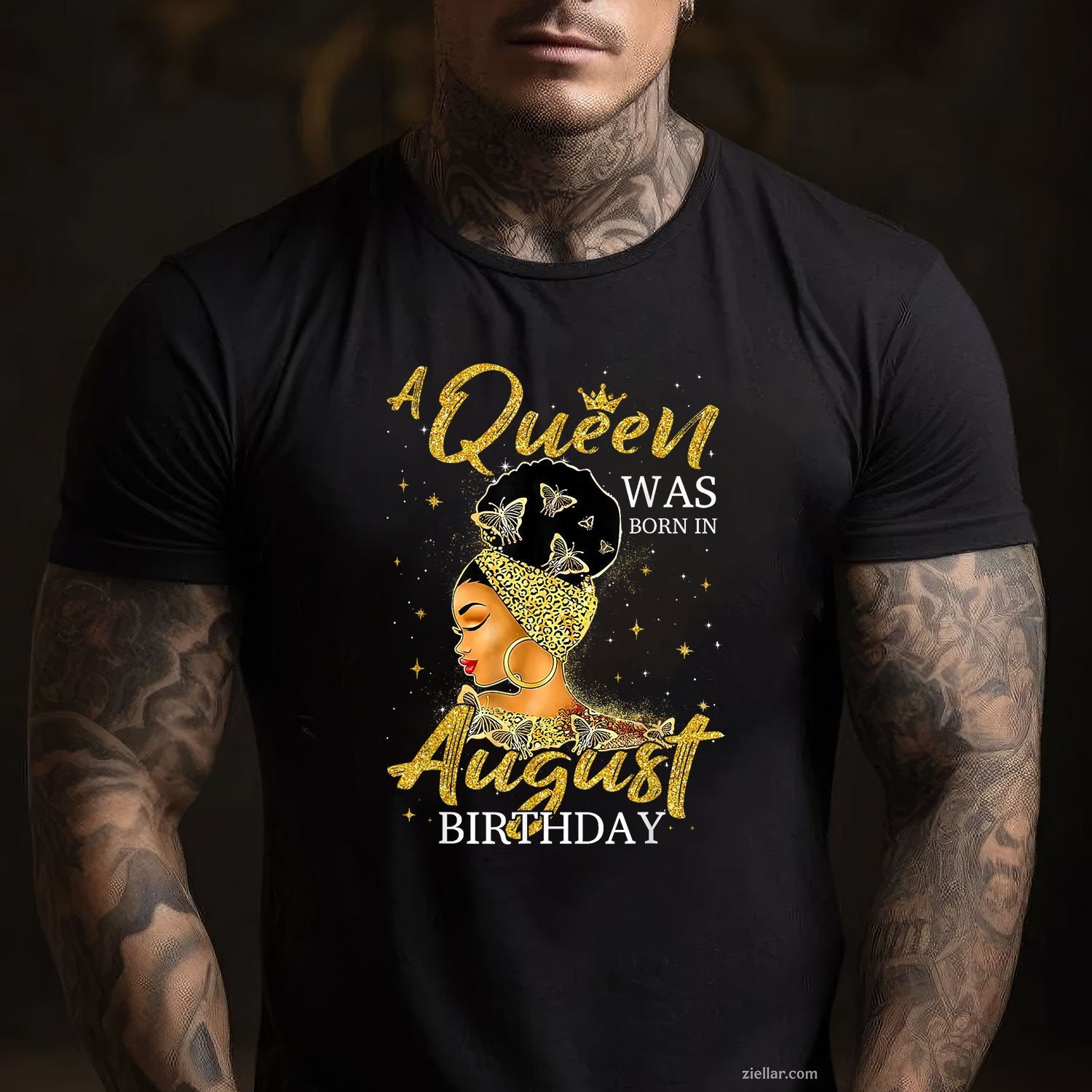 A Queen Was Born in August Tee and T-Shirt, Happy Birthday Party T-Shirt Gift for Women Adults