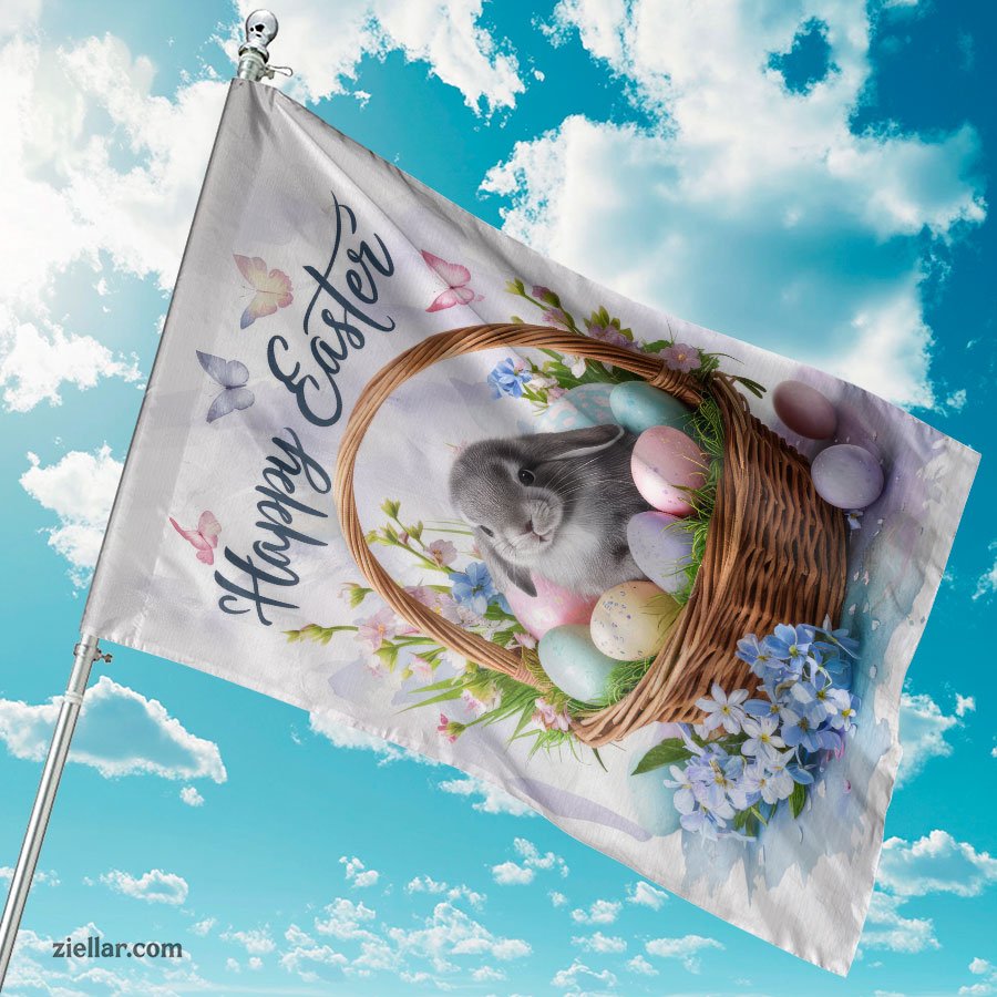 Adorable Easter Bunny in Basket Spring Decoration Cute Holiday Home Decor