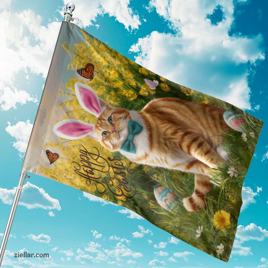 Adorable Easter Cat Wearing Bunny Ears Fun Spring Decor for Home and Office