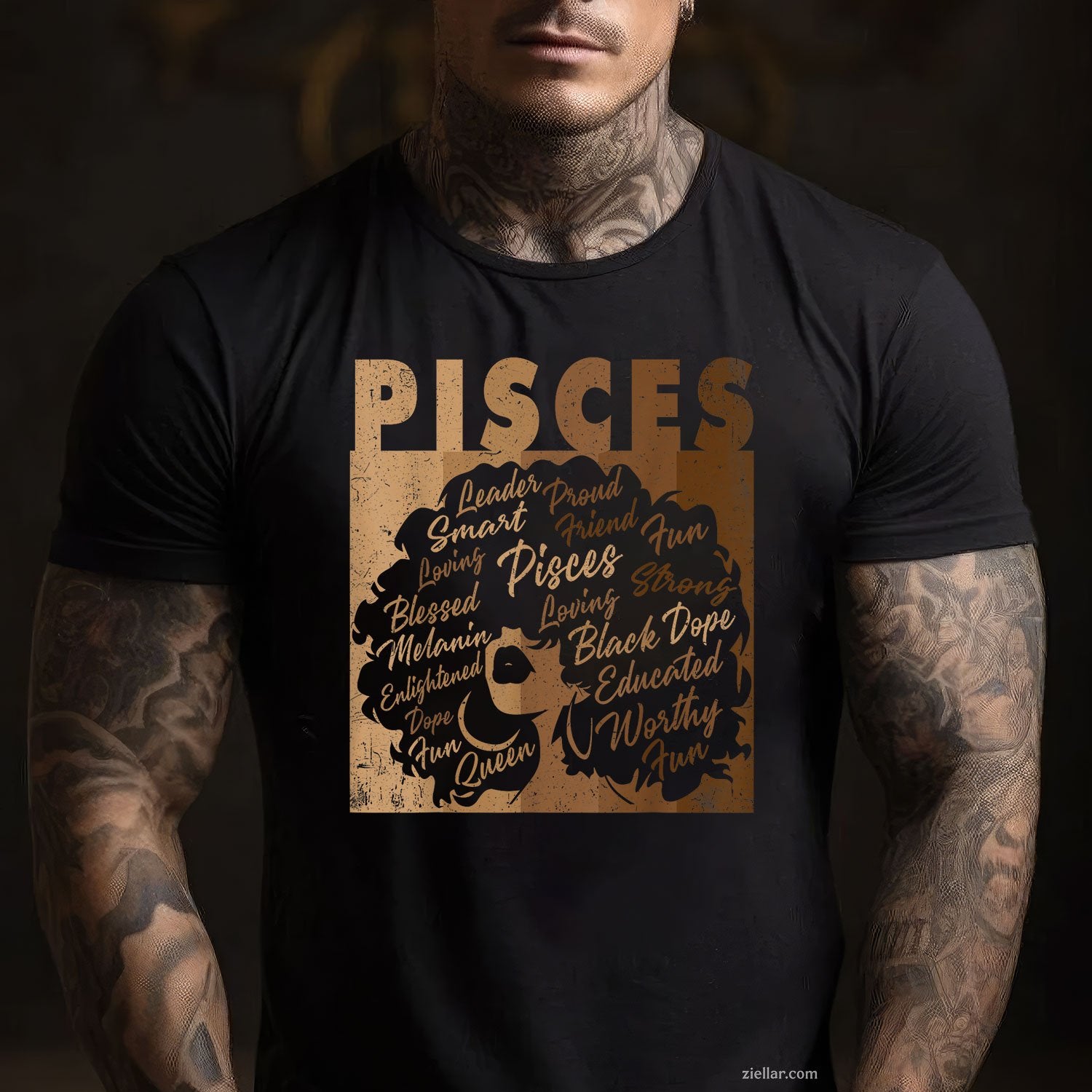 African American Pisces Girl Tee and T-Shirt, Melanin Birthday T-Shirt Gift for Women Adults