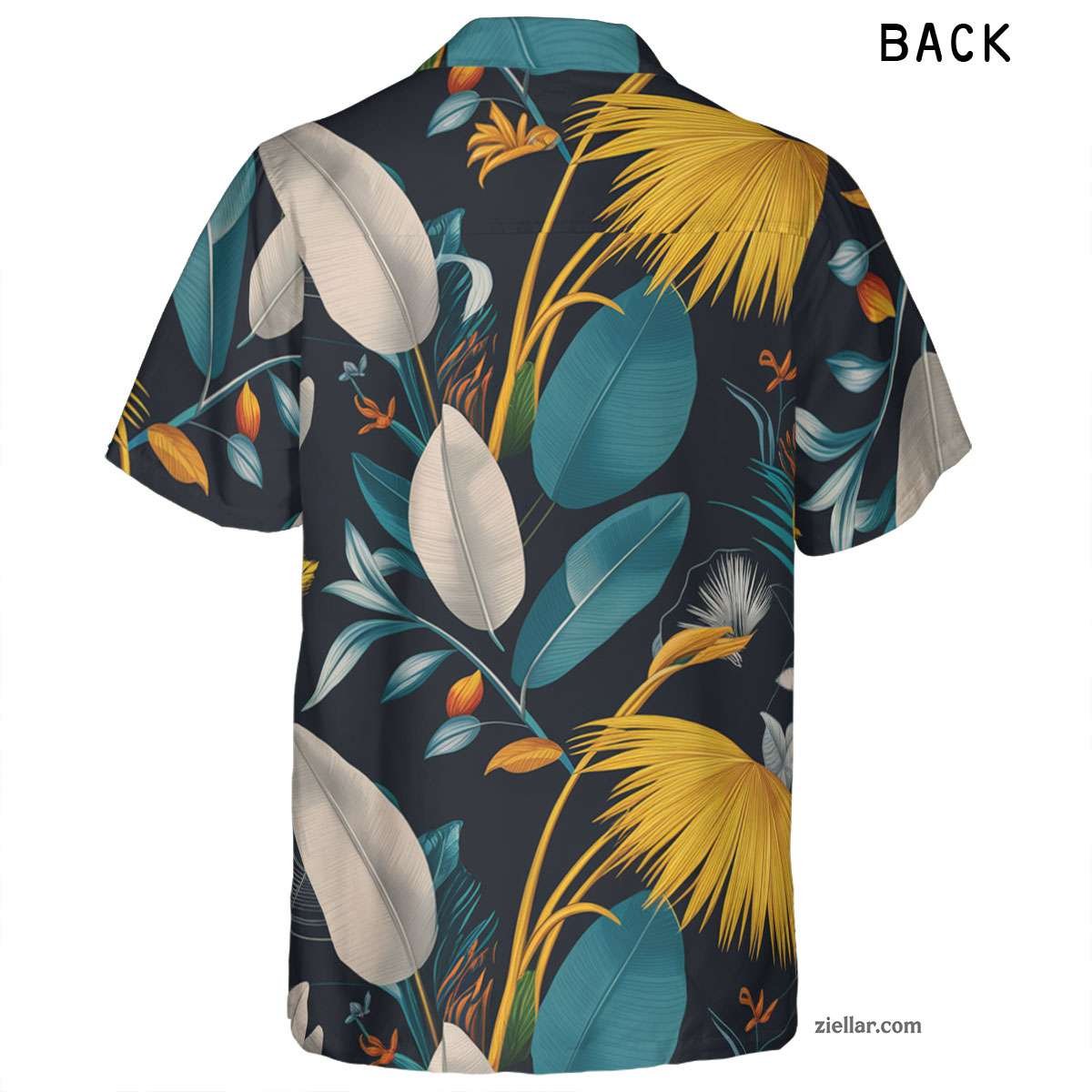 Aloha Beach Party Hawaiian Shirt Tee, Teal Gold Tropical Leaf Gift Adults