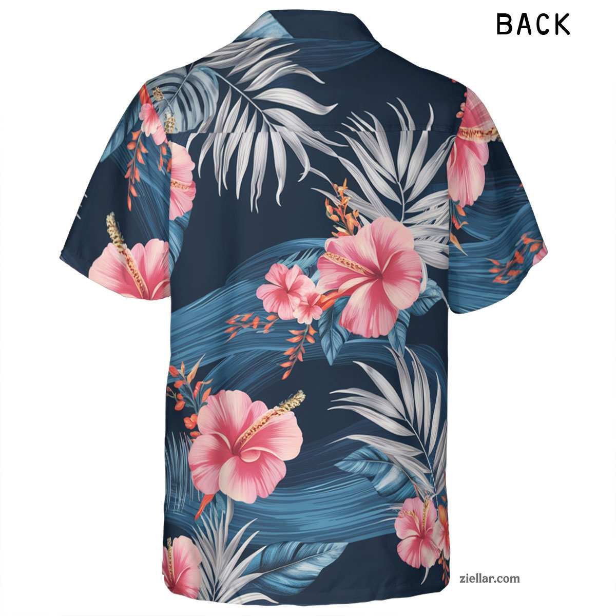 Aloha Navy Blue Hawaiian Shirt and Tee, Tropical Floral Vacation Wear Unisex