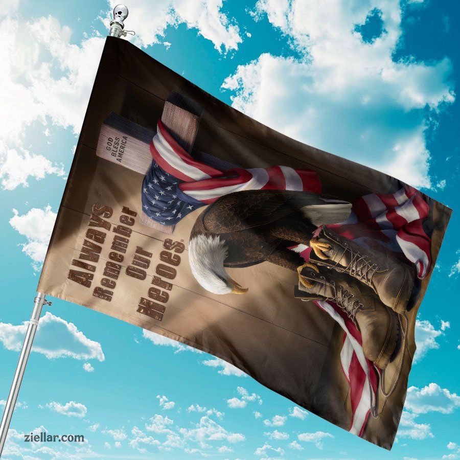 Always Remember Our Heroes Flag Patriotic Garden Yard Decor Banner USA
