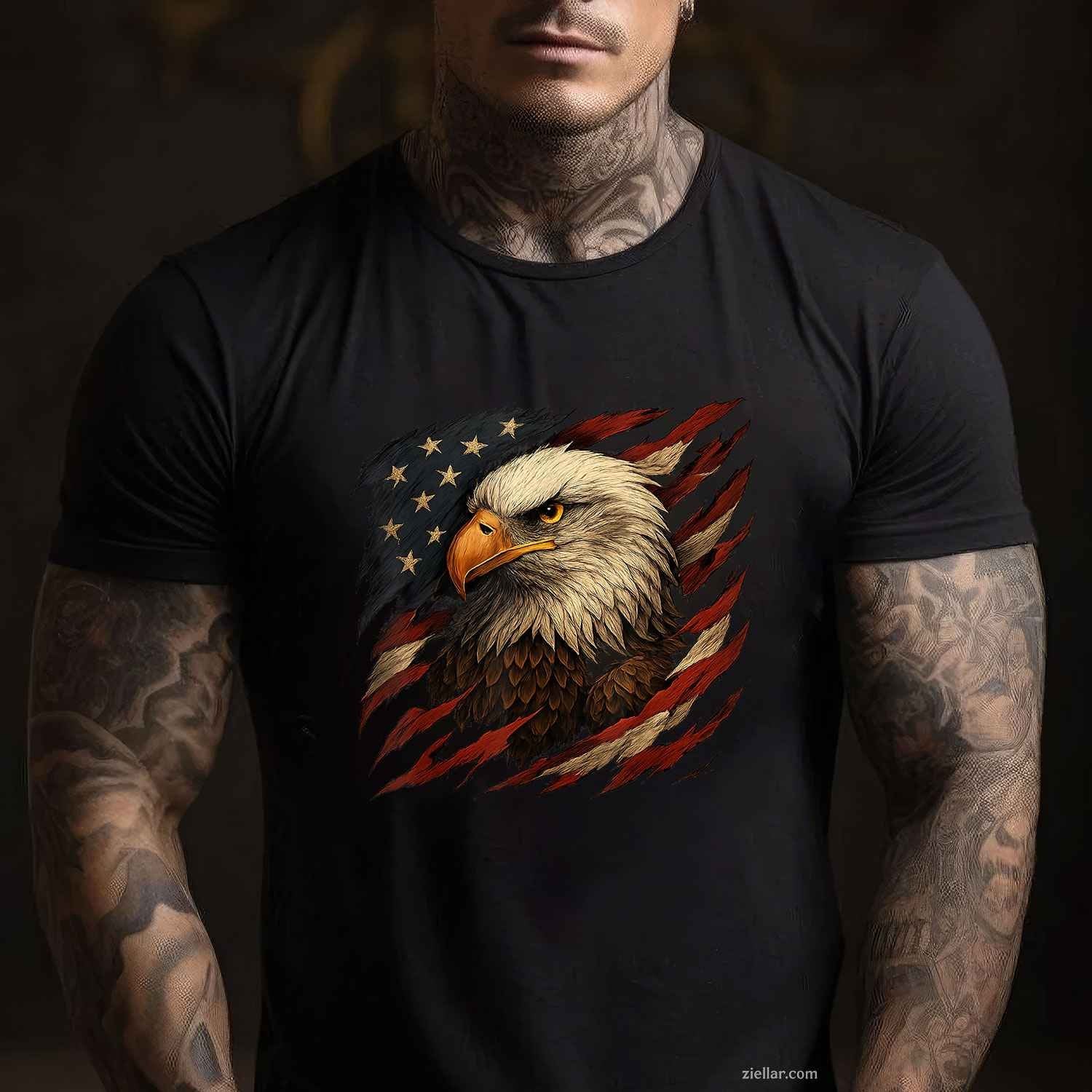 American Bald Eagle, American flag, Vintage USA Flag T-Shirt Tee for Men Women Adults Unisex