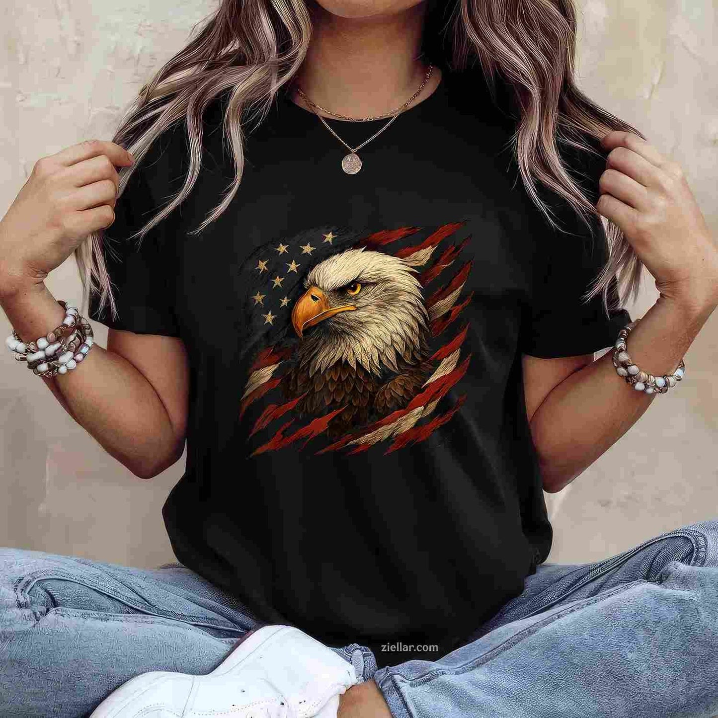 American Bald Eagle, American flag, Vintage USA Flag T-Shirt Tee for Men Women Adults Unisex
