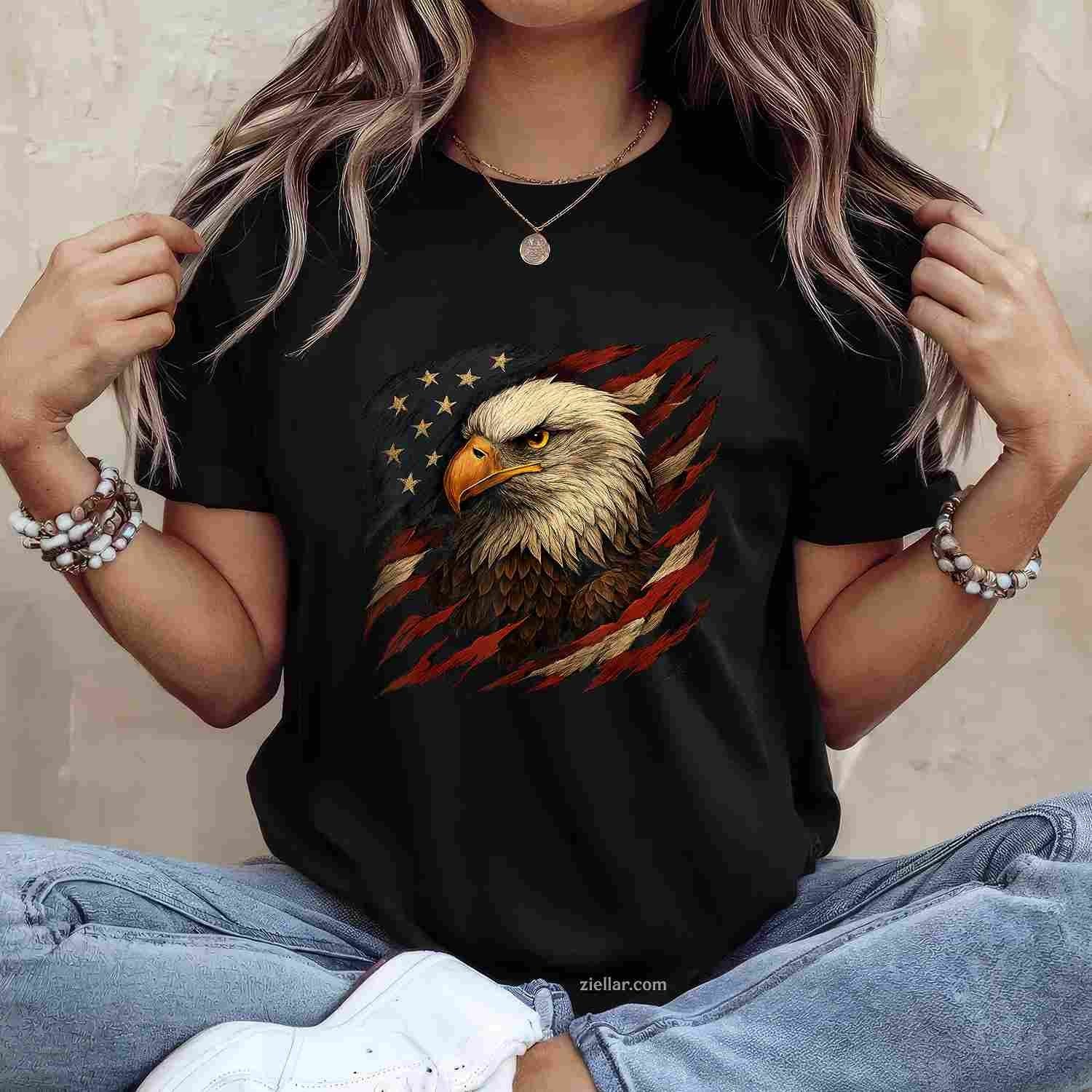 American Bald Eagle, American flag, Vintage USA Flag T-Shirt Tee for Men Women Adults Unisex