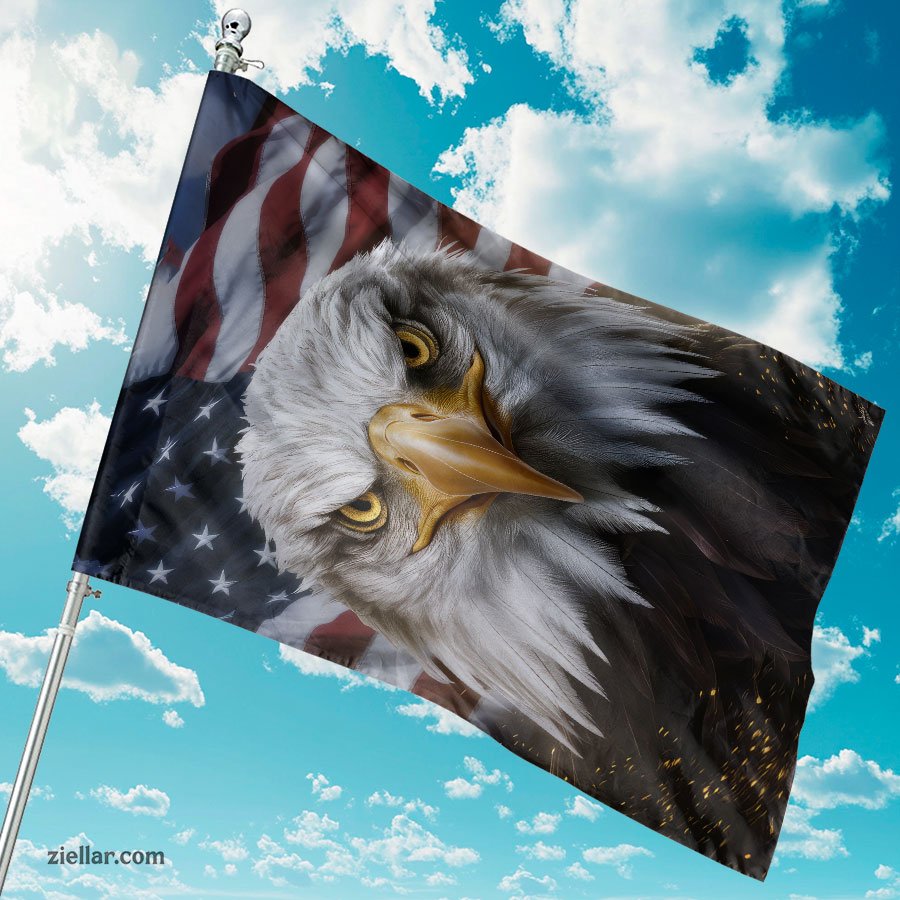 American Bald Eagle Garden Flag Close-Up, Patriotic Outdoor Yard Banner Decor